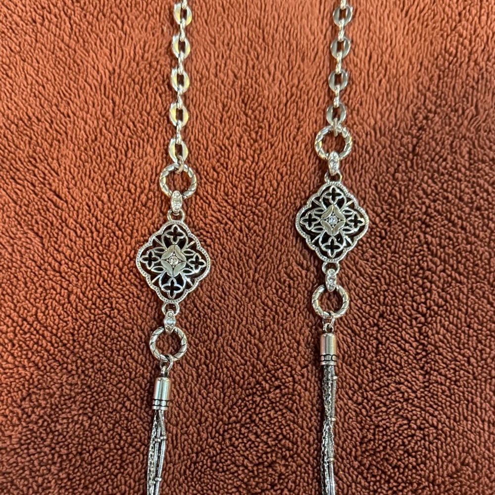 Elegant Brighton Long Silver Necklace 20” - Picture 2 of 3